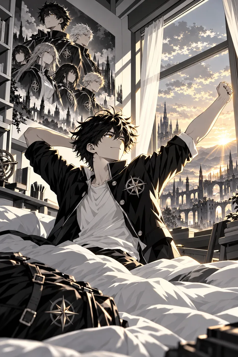 Akio se réveille sous un poster de la T.A.X